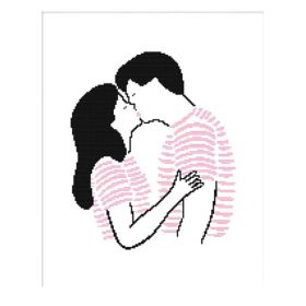 Pink Wedding Gift Kissing Couple Embroidery Needlework