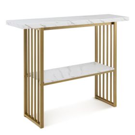 48 Inch 2-Tier Console Table with Golden Frame