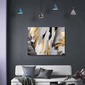 Framed Canvas Abstract Style Silver and Gold Painting