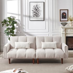 White, Convertible, Futon Sofa Bed & 2 Pillows