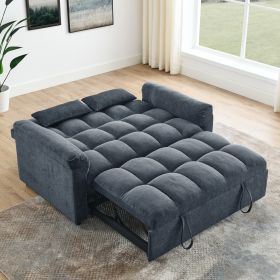 Loveseat Sofa Bed Adjustable Black, Blue and Gray