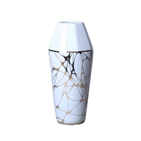 White Ceramic Vase with Gold Organic Accent Design