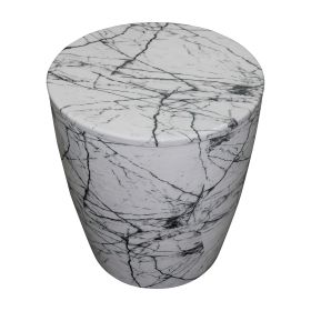 16 Inch Round, White Marble Side Table