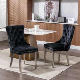 Velvet Upholstered Dining Chair with Chrome Stainless Steel Plating Legs