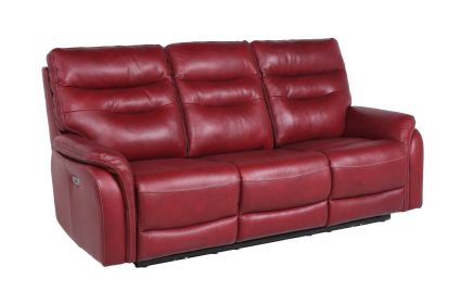 Burgundy or Brown Leather Reclining Sofa with Controls