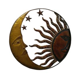 21 Inch Gold and Bronze Sun and Moon Accent Wall Decor