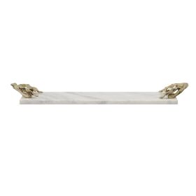 Marble Tray with Carved Gold, Metal Handles