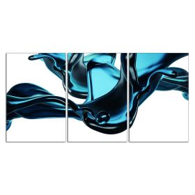 "Abstract Liquid in Blue" 3 Piece Acrylic Wall Art (36"H x 72"W)