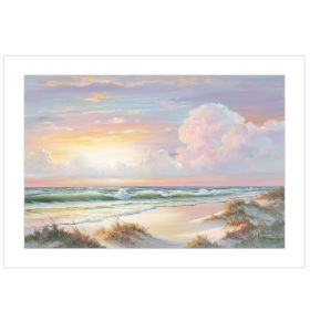 Golden Sunset on Crystal Cove Painting W/ White Picture Frame