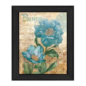 "Paris Blue II" By Ed Wargo, Printed Wall Art with Black Frame