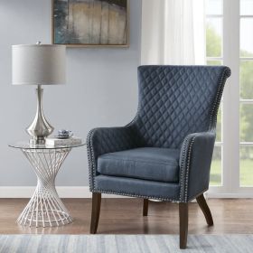 Blue Accent Wood Chair, High-Density Foam Modern Style