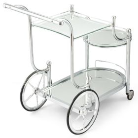 Kitchen Rolling Bar Cart with Tempered Glass