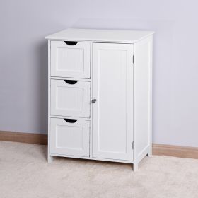 White Floor Storage Cabinet with 3 Large Drawers & 1 Adjustable Shelf