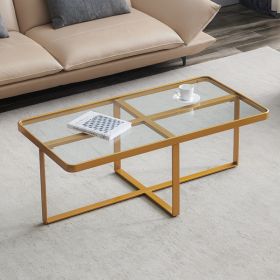 Golden Rectangle coffee table with glass tabletop