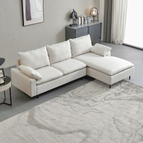 Beige sectional sofa with left chaise