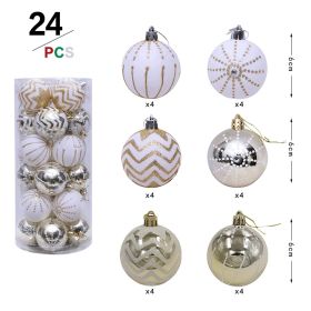 24Pcs White and Gold Mixed Christmas Tree Decoration