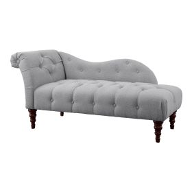 1pc Gray, Modern Traditional Button Tufted Chaise