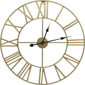 Roman Numeral Style, Battery Operated Decorative Gold Clock