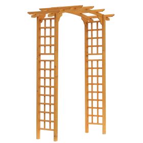 90in Wood Garden Arbor Arch with Trellis Wall for Climbing & Hanging Plants