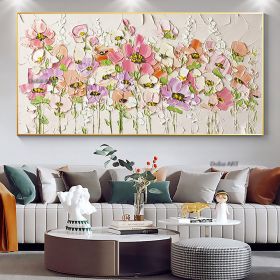 Handmade Abstract Blossom Pink Flower Oil Painting on Canvas (size: 50x100cm)