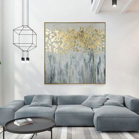 Oil Painting Hand Painted Wall Art Modern Gold Foil Tree Abstract (size: 90x90cm)