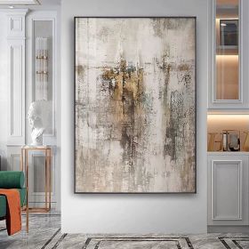 Large Size Abstract Oil Painting Beige Gold Brown Wall Art Canvas Scandinavian Art (size: 90x120cm)