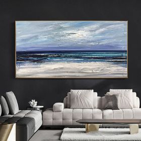 Oil Painting Canvas Seascape Blue Handpainted luxurious decoration (size: 50x100cm)