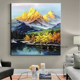 Hand-painted oil painting office mural landscape (size: 60x60cm)