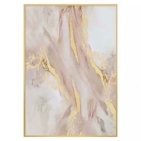 Abstract Canvas Handmade Oil Painting Pink Marble Vein on Canvas (size: 90x120cm)