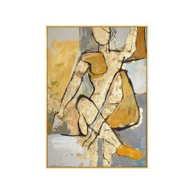 100% Hand Painted Abstract Gold And Silver People, No Frame (size: 90x120cm)