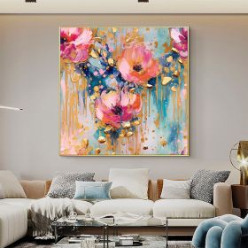 Hand Painted Abstract Flower Oil Painting on Canvas (Style: 1, size: 100x100cm)