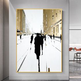 Hand Painted Oil Painting Original Cityscape in Gold on Canvas (Style: 1, size: 90x120cm)