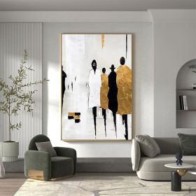 Hand Painted Oil Painting Abstract Figure Gold Foil Acrylic Painting (Style: 1, size: 90x120cm)