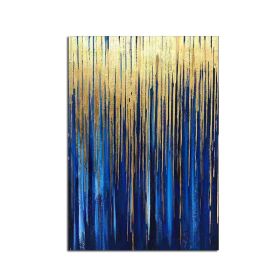 Handmade Abstract Oil Painting Blue Picture On Canvas, No Frame (size: 75x150cm)