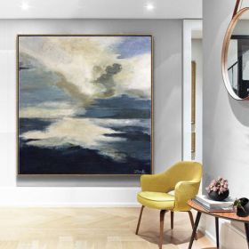 Hand Painted Blue Ocean Oil Painting Large Seascape Canvas (size: 90x90cm)